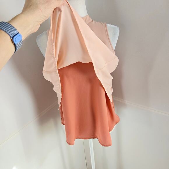 🎄 Daytrip EUC double layer sleeveless top Small Blush peach pink - Picture 6 of 15